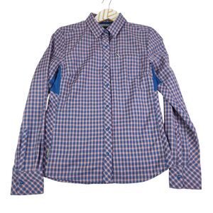 ICEBREAKER Shirt Womens Small Blue Merino Wool‎ Plaid Button Up Outdoor